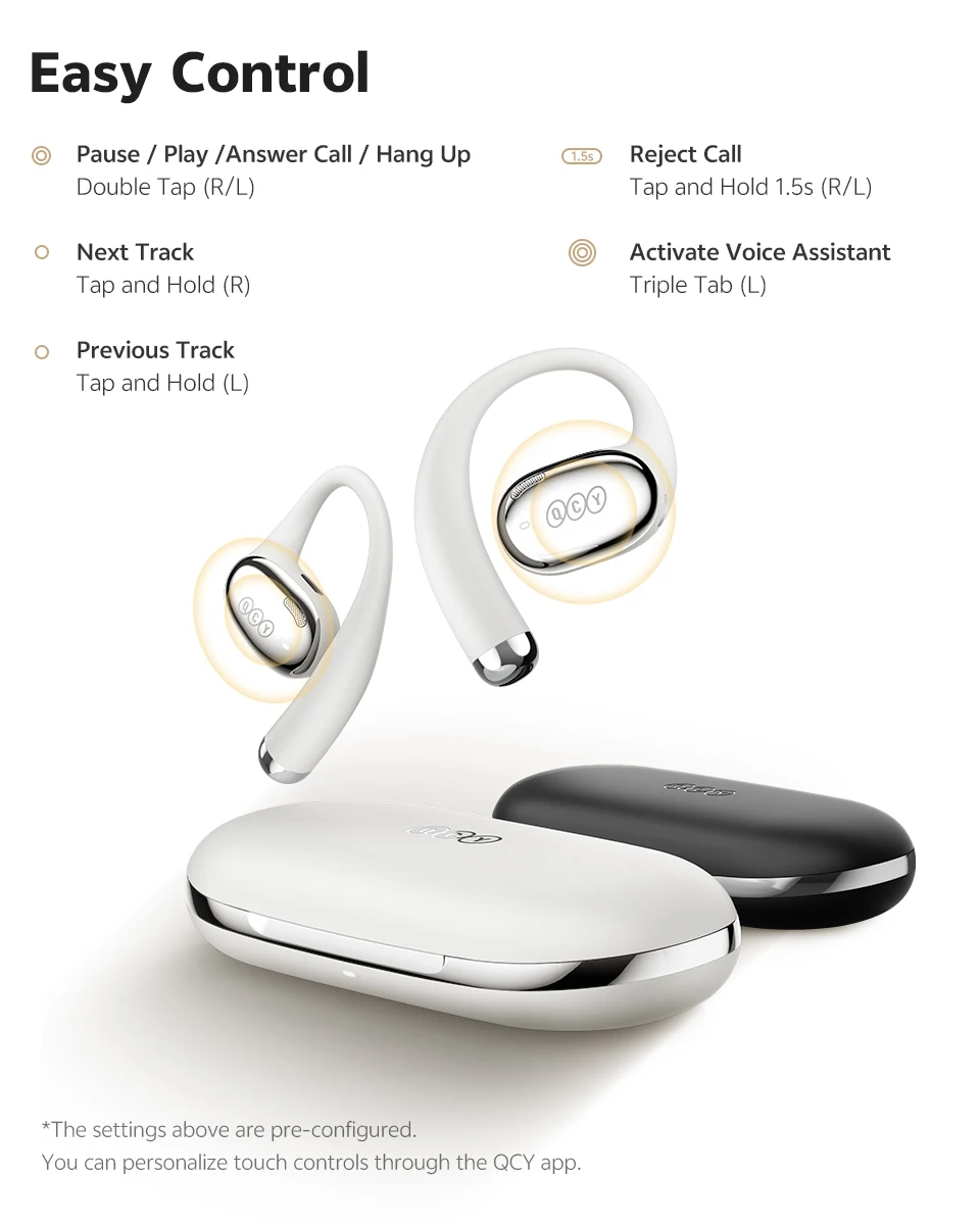 QCY Crossky R70 Open-Ear-Funkkopfhörer, Hi-Res LDAC Audio, Bluetooth 6,0-Kopfhörer, 4 Mikrofone, HD-Anruf, IPX5-Ohrbügel, Sport-Ohrhörer – Detail 13