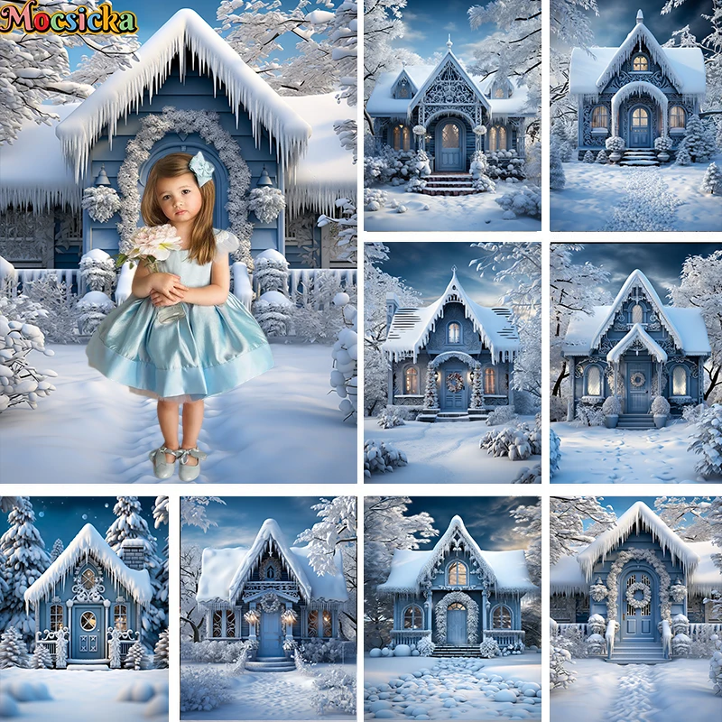 

Mocsicka Winter Xmas Castle Backdrops Adult Kids Photography Portrait Props Baby Child Photocall Christmas House Background