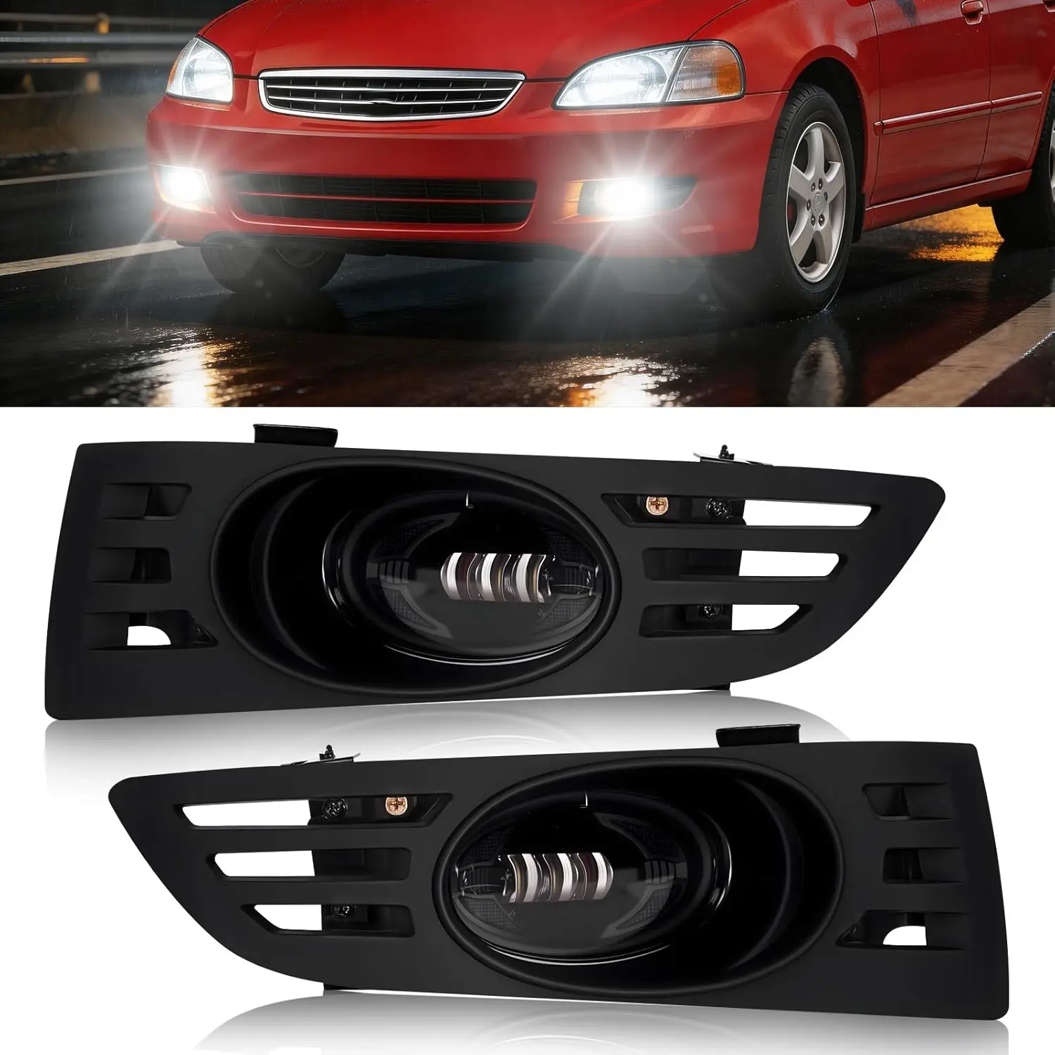 

LED Fog Lights for Honda Accord 2003 2004 2005 Front Bumper Driving Fog Lamps Assembly Replacement with Switch & Wiring Harness