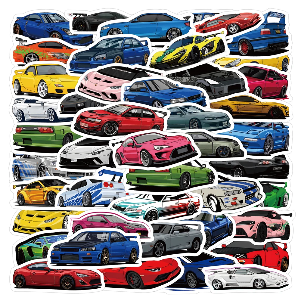 10/30/60 stücke Cartoon Retrofit Racing Auto Aufkleber Coole Aufkleber Dekoration DIY Notebook Koffer Laptop JDM Aufkleber Kind klassisches Spielzeug