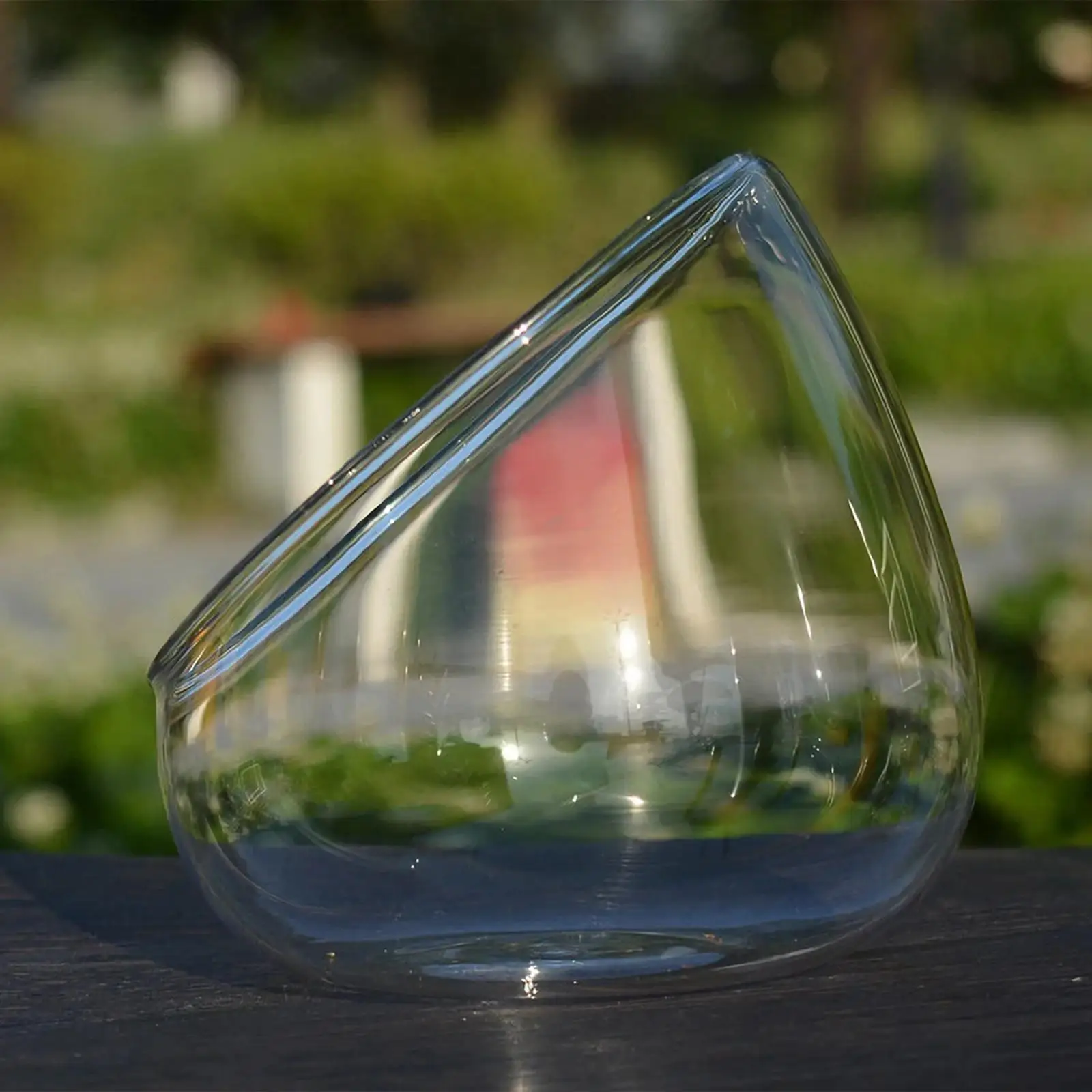 Slant Cut Bowl Glass Vase Plant Vase Micro Landscaping Container Mini Candy Bowl Jar Glass Terrarium Bowl for Decoration