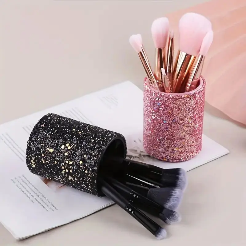 Bling Stifthalter, Nail Art Pinsel Augenbrauenpinsel Aufbewahrungszylinder, Desktop Schminktisch Dekorative Eimer, Make-up Nagelaufbewahrung C