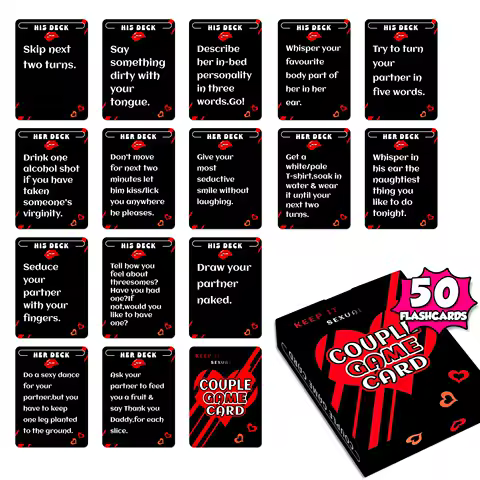 1Deck Sexual Couple Game Card - Intimacy Challenge Cards for Couples, Night Date Bedroom Leisure Entertainment Game Card