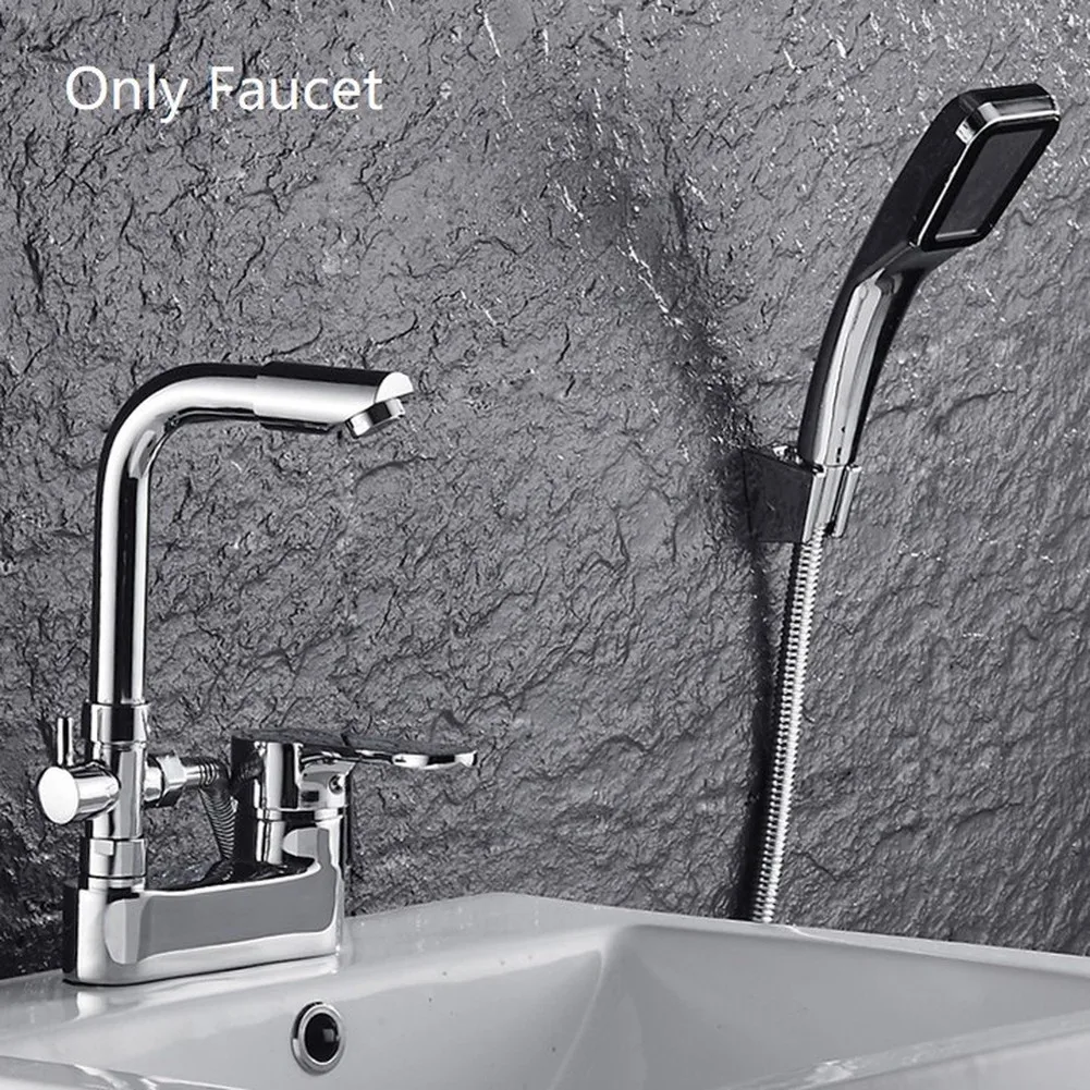 Multifunctional Basin Faucet for Bathroom Sink with Hot Cold Mixing Valve Zinc Alloy Chrome Finish Center Hole 10cm
