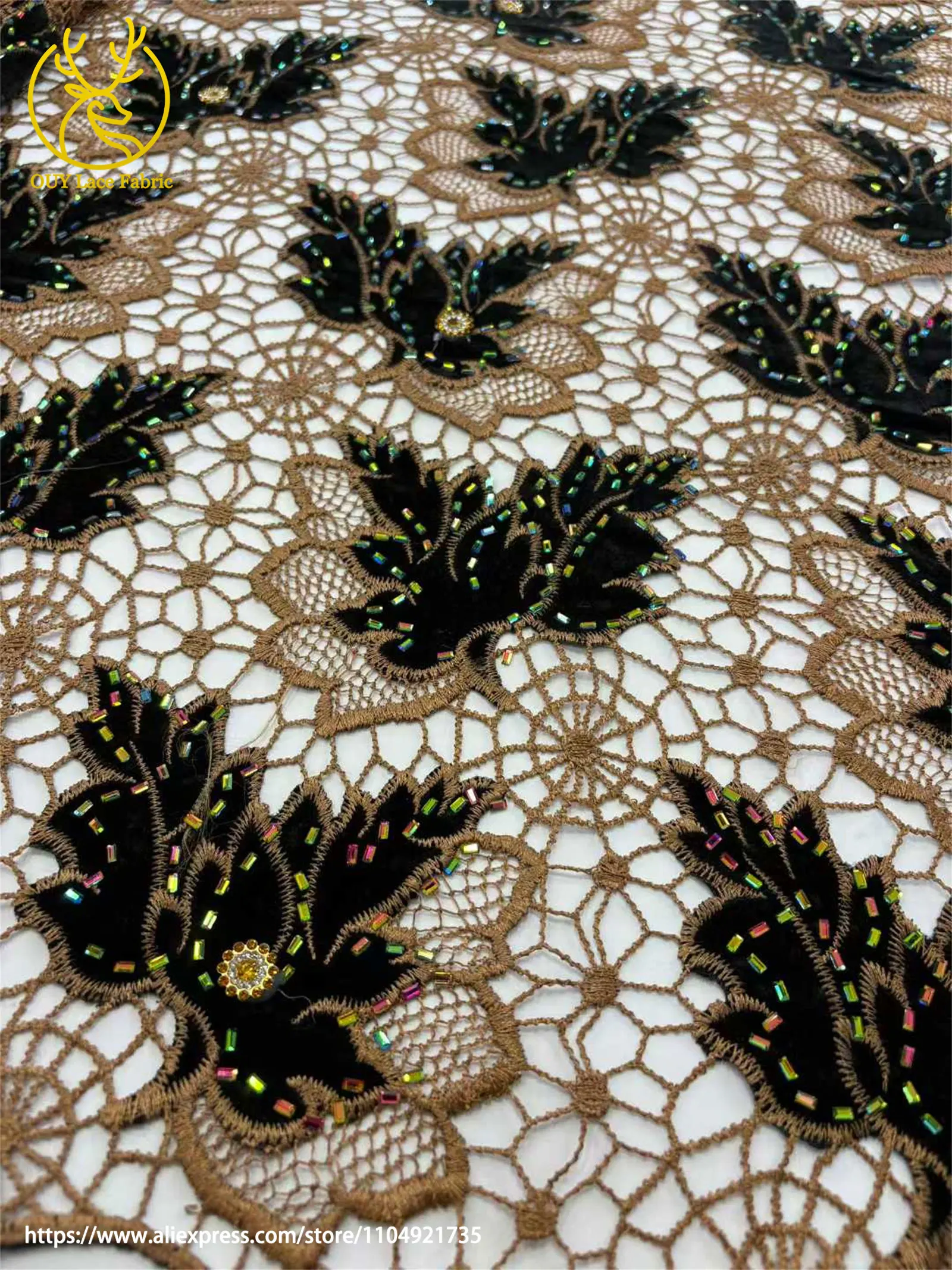 럭셔리 벨벳 크리스탈 아프리카 레이스 원단 2025 고품질 나이지리아 로프 레이스 원단 소녀들 저녁 파티 드레스 재봉용