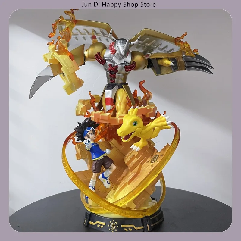 

​​32cm Digimon Adventure WarGreymon & Taichi & Agumon Large Collectible Statue Anime Desktop Decoration Gift​ for fans
