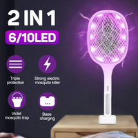 Electric Flies Swatter Killer with UV Light USB Rechargeable LED Lamp Summer Mosquito Trap Racket Anti Insect Bug Zapper