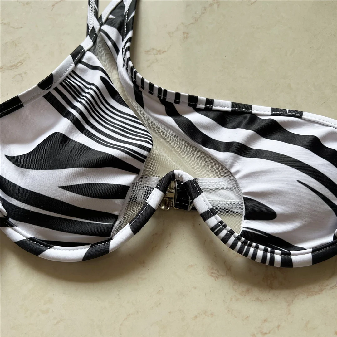 Sexy One-Shoulder-Bikini mit Bügel und V-Ausschnitt, Damen-Badeanzug, zweiteiliges Bikini-Set, Badebekleidung, Badeanzug, Modell V4229 – Detail 37
