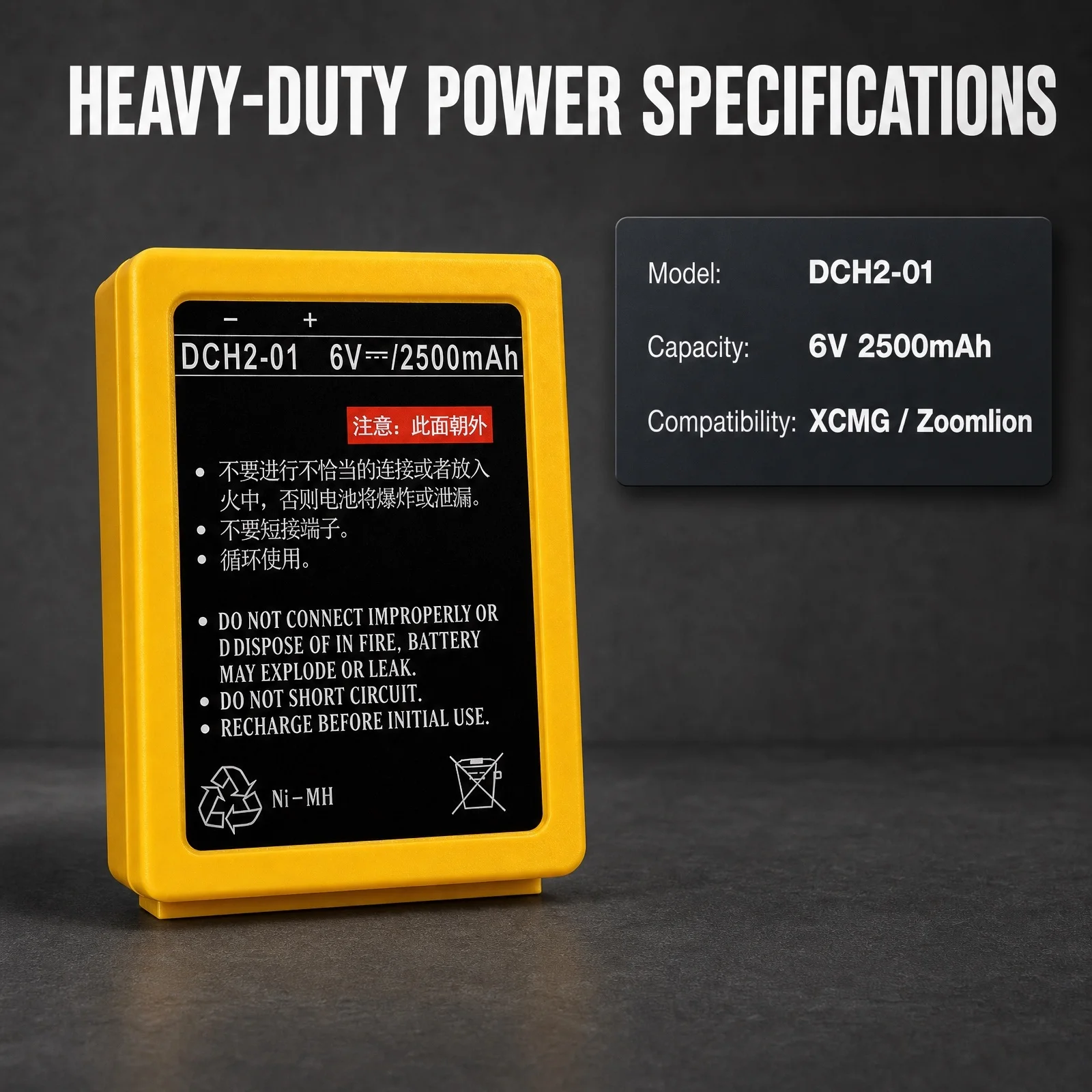 DCH2-01 6V 2000/2500mAh Ni-MH Replacement Battery Pack for KSTECH XCMG Zoomlion Concrete Pump Truck Wireless Remote Controller
