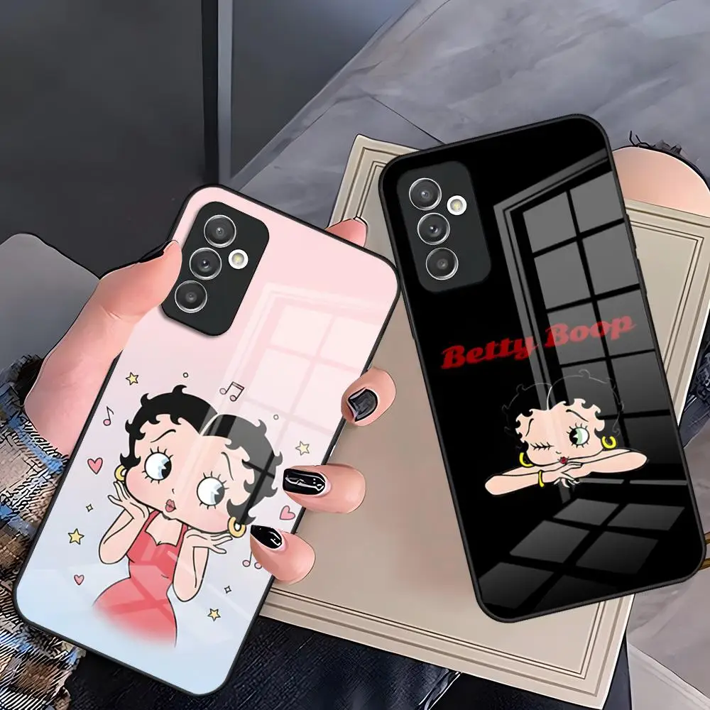 Чехол для телефона B-Betty Cute B-Boop для Samsung S26 S25 Plus S20 S20 Plus S22 Ultra S23 FE S21 Plus S21 Ultra, стеклянная крышка
