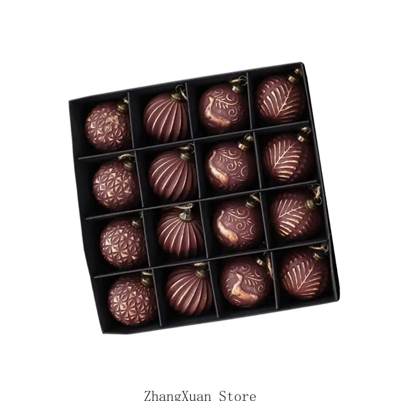 12 Stück antike hängende Kugeln für Baumregal und Kaminsims, Weihnachtsdekoration, 3 x – Detail 4