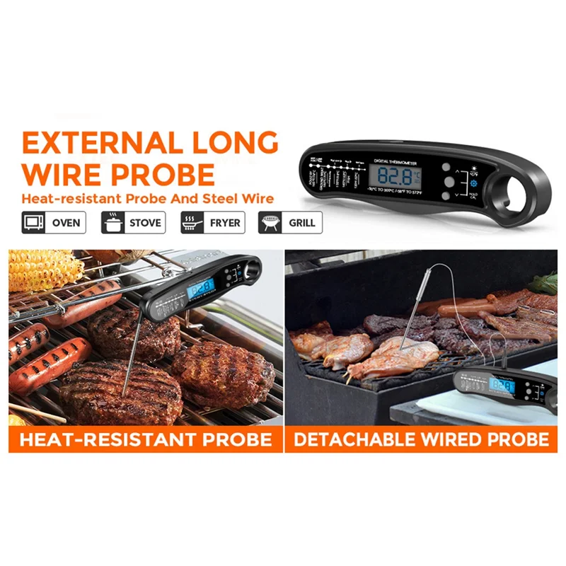 AAAN-Electronic Barbecue Thermometer Food Thermometer For Cooking Fast&Precise Food With Backlight
