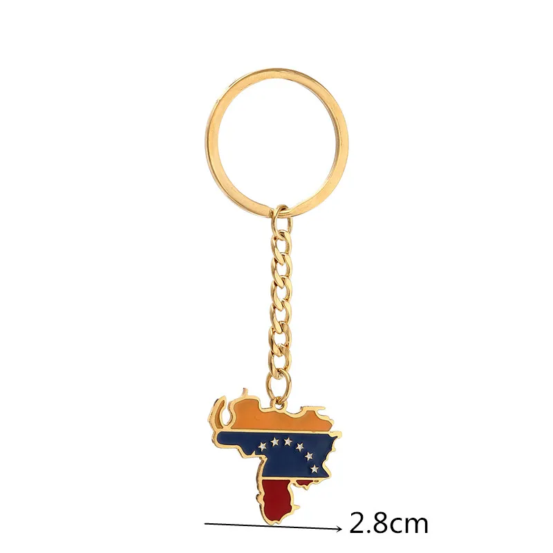 Venezuela Map Flag Keychain for Women Men Silver Gold Color Jewelry Venezuelan