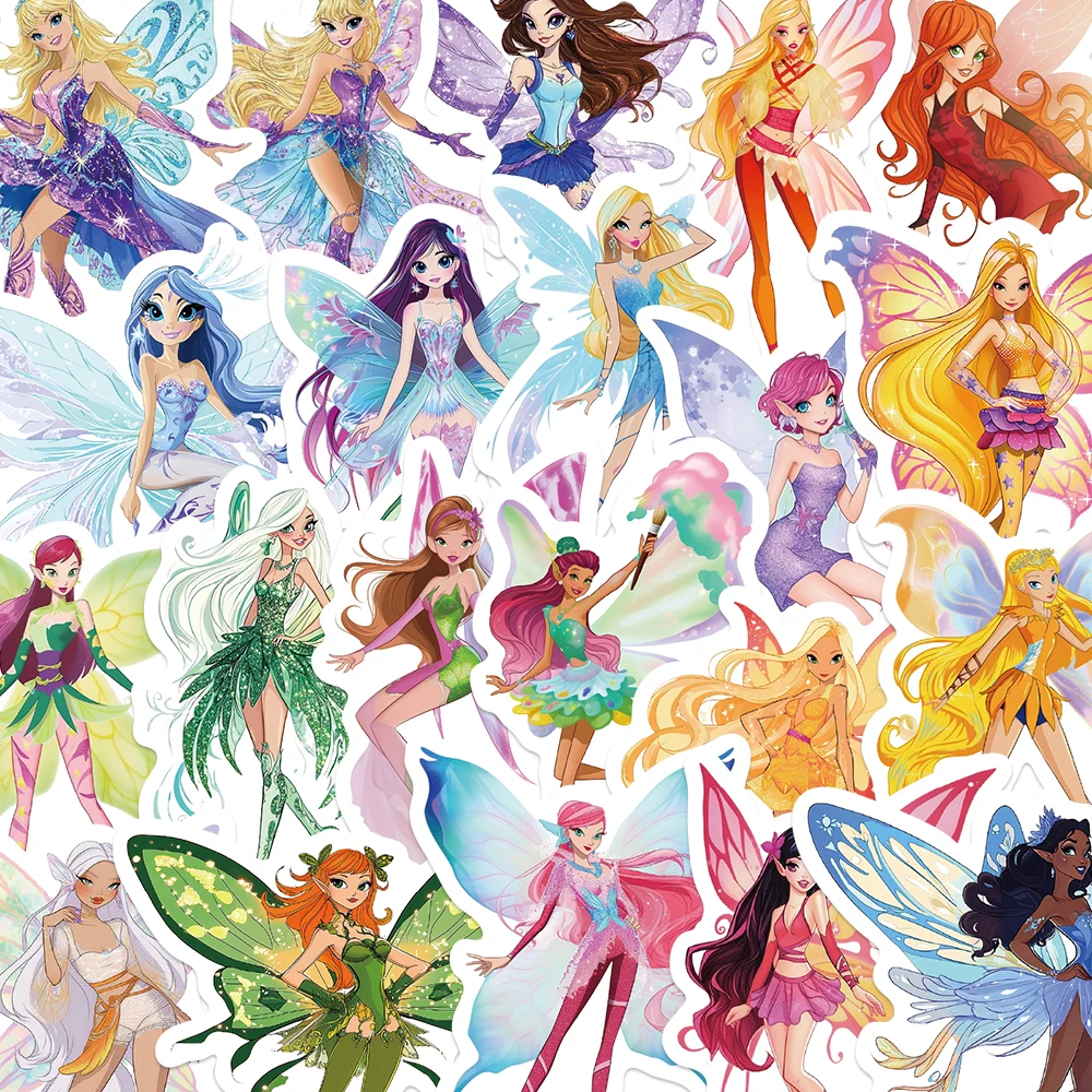 50pcs Butterfly Fairy Sticker For Laptop Luggage Scrapbook Stationery Phone DIY Decal Sticker Students Reward Holiday Toy Gift