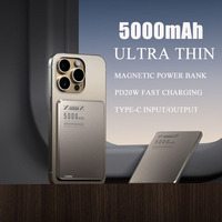 5000mAh PD20W Magnetic Wireless Power Bank Ultra Thin Fast Charging Powerbank for Magsafe For iPhone 16 15 Samsung Xiaomi Huawei