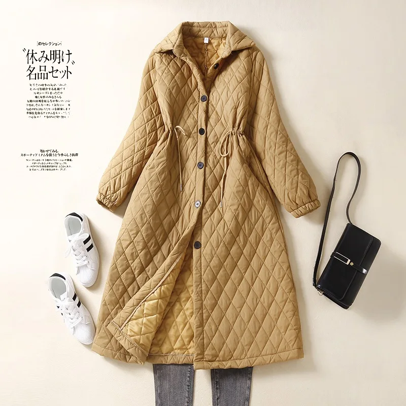 

2025 Women's Lightweight Quilted Trench Coat, Winter Warm Belted Long Puffer Jacket