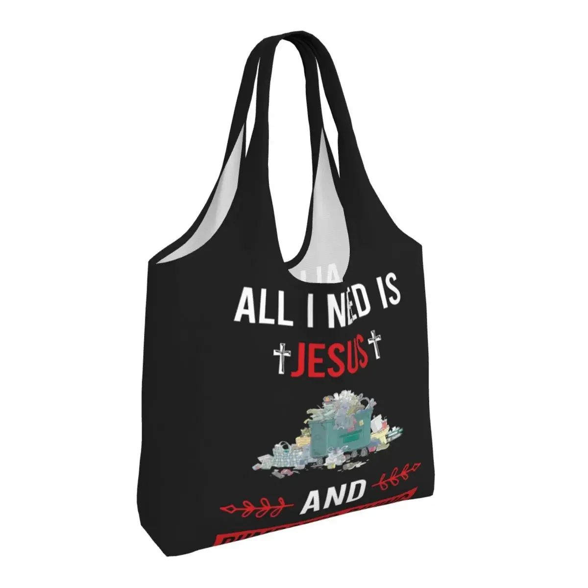 I Need Jesus Dumpster Diving Canvas Shopping Bags Women Portable Big Capacity Groceries Scuba Dive Tote Shopper Bags Handbags