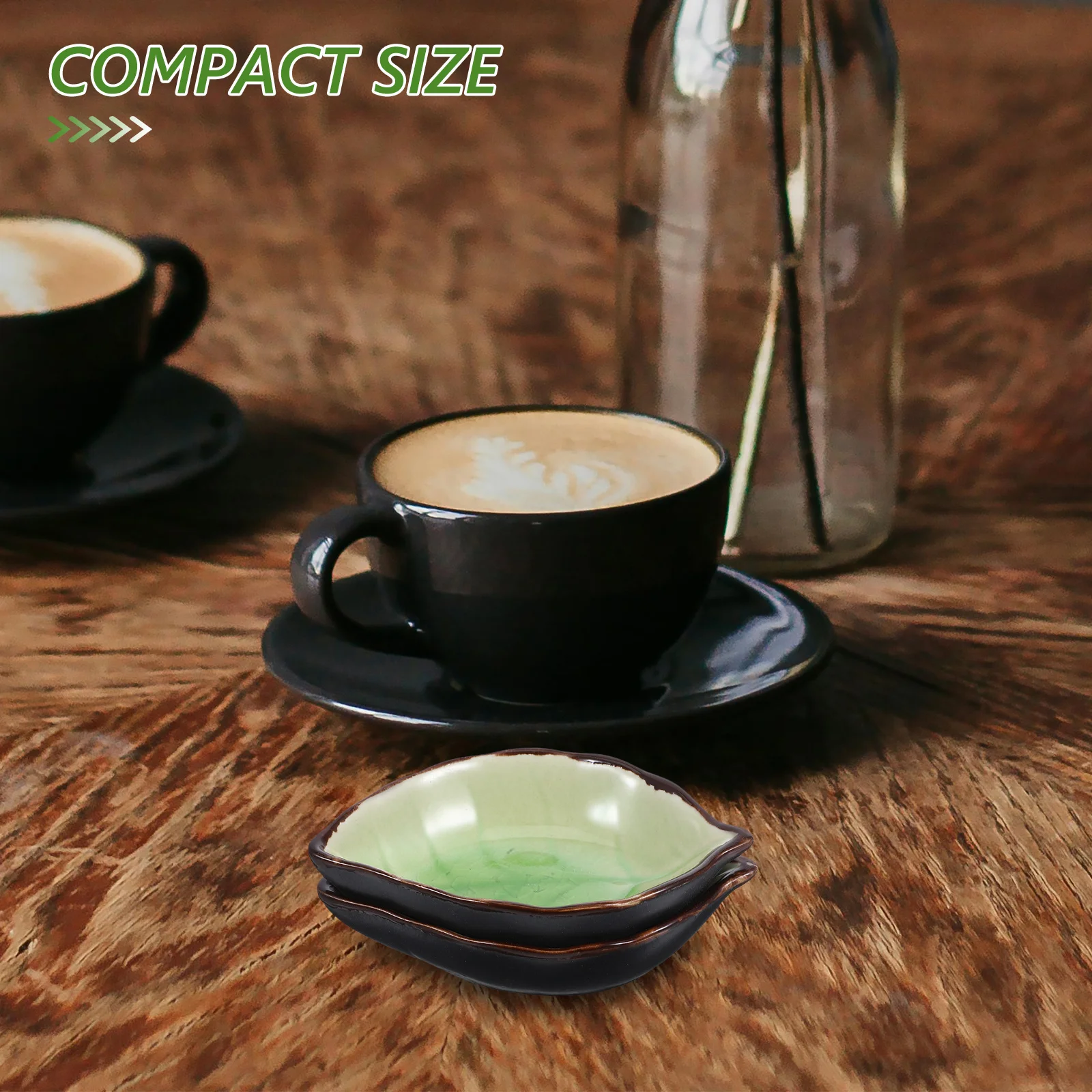 

2 pcs Leaf Shape Ceramic Holder Light Green Compact Kitchen Utensil Organizer For Coffee Station Tea Spoon Rest Spatula Holder