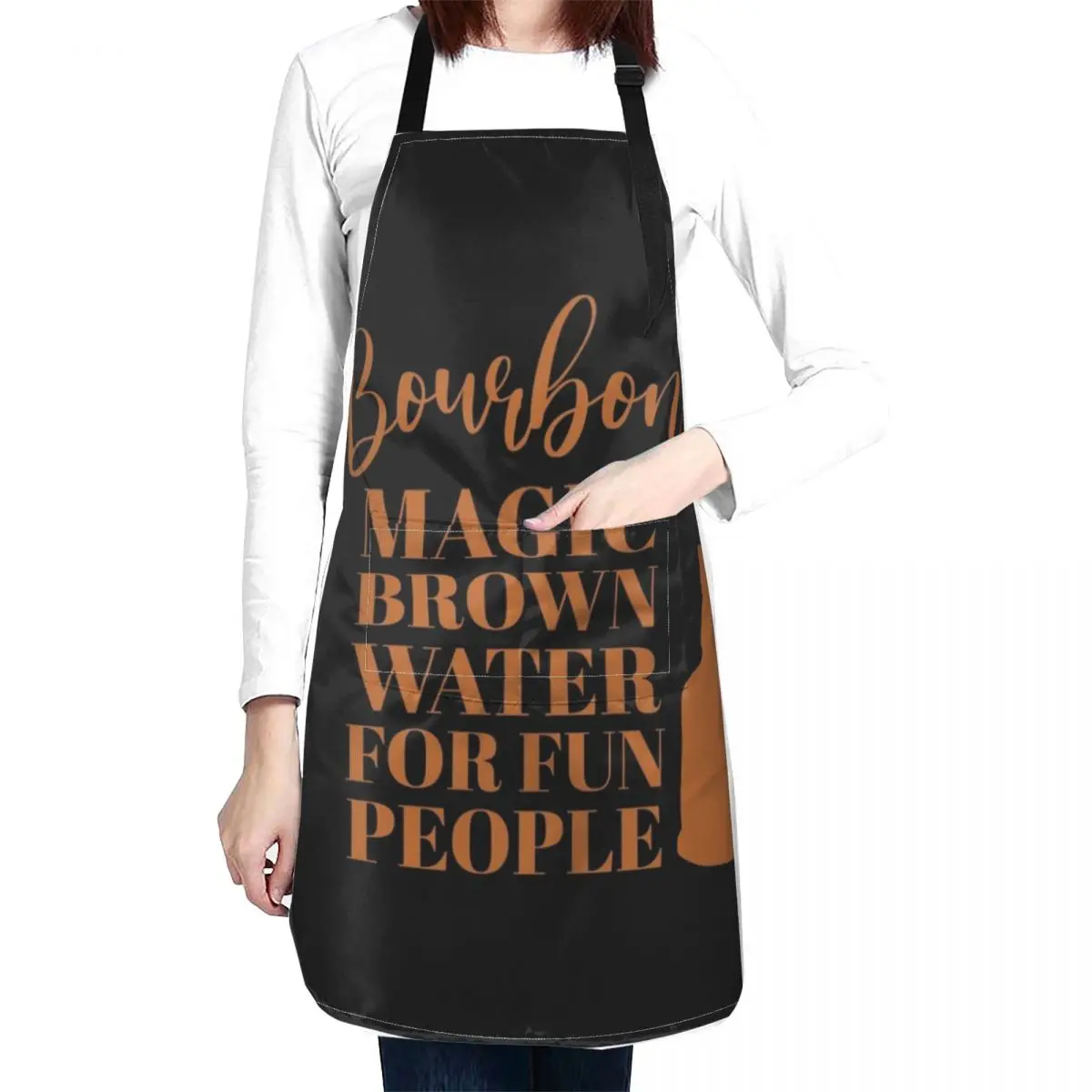 Bourbon magic brown water for fun people funny bourbon quote Apron Kitchen Supplies women's work Apron