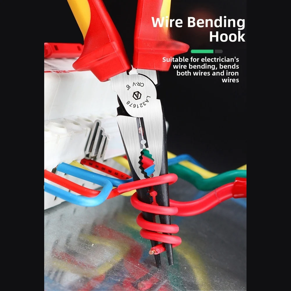 

Изолированные плоскогубцы с заостренными концами, одобренные VDE, 1000В, для электромонтажников, корпус из стали CR-V, для надежного ежедневного использования на объектах.