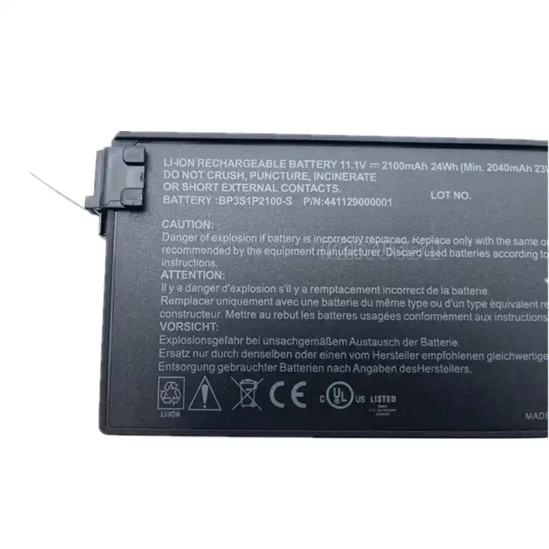 

BP3S1P2100-S 2100mAh Laptop Battery For Getac V110 Rugged Notebook BP3S1P2100 441129000001 11.1V 24WH 3 Cells