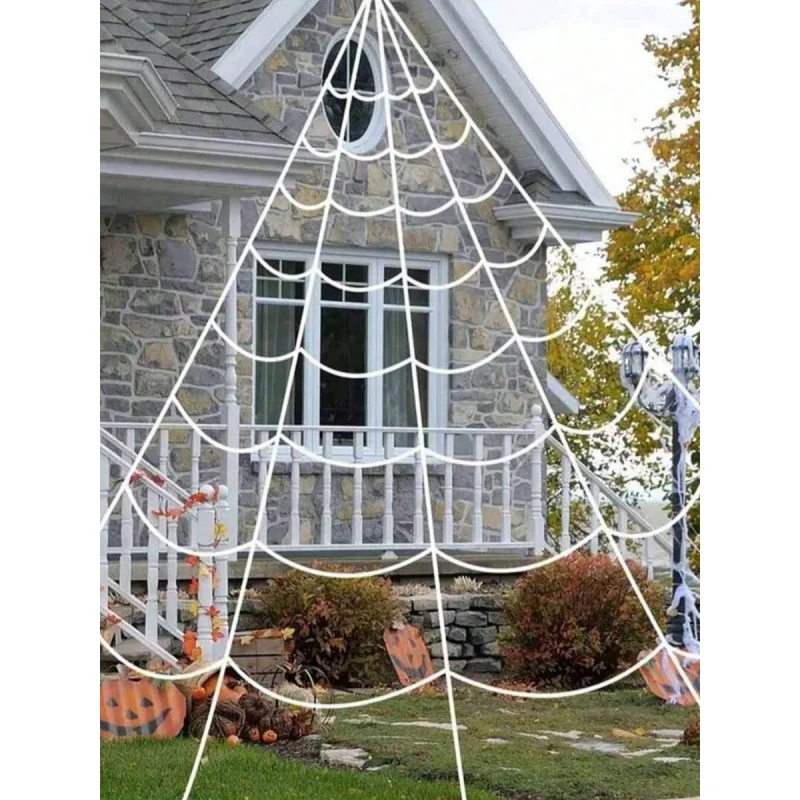 Decoración de Halloween, telaraña triangular para exteriores, limpieza interior, patio, fiesta, casa embrujada, jardín, césped, decoraciones