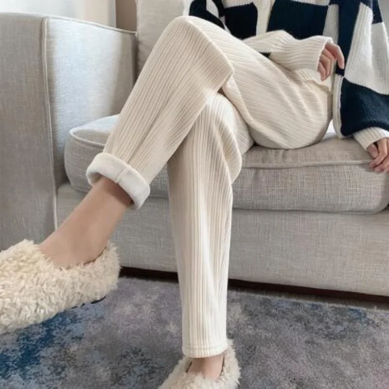 

Women Warm Winter Plush Thick Cashmere Corduroy Pants Female Casual Fashion Sweatpants Loose Harem Long Trousers Joggers 23332