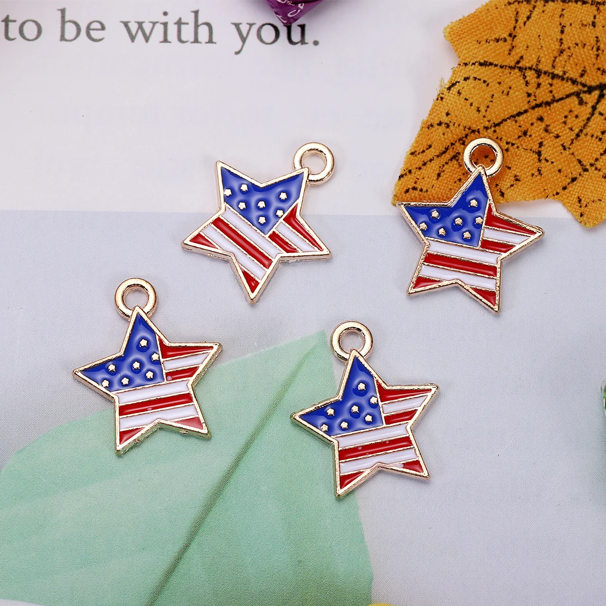 

20Pcs Alloy American Flag Star Pendant Charms Independence Day DIY Jewelry Making Accessories Necklace Bracelet Craft Gift