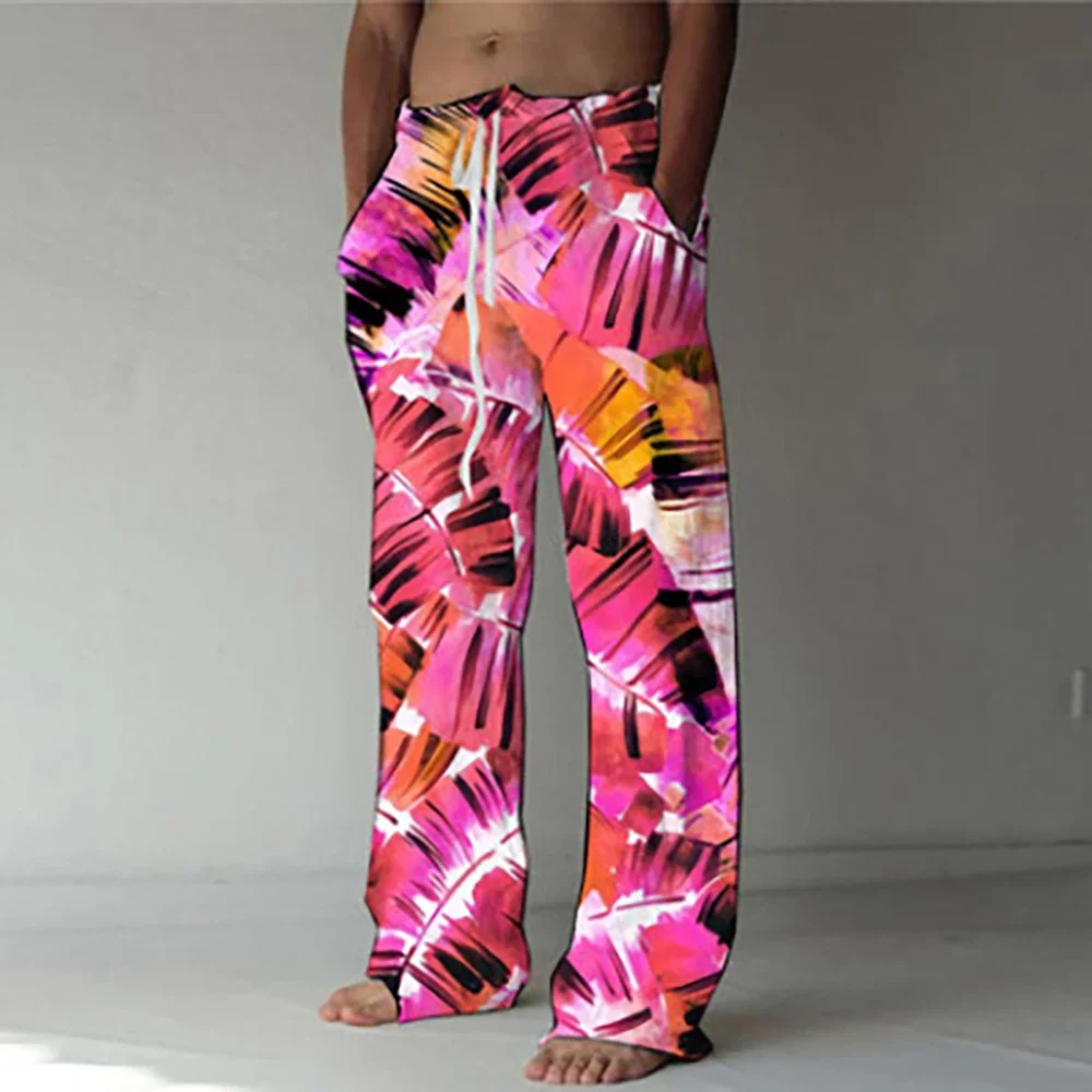 

Colors Leaves Loong Skull Printed Straight Full Length Wide Leg Pants Hipster Fashion Streetwear Joggers Sweatpants Men Clothing