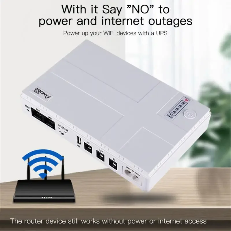 

DC UPS Battery Backup 10400mAh 5V 9V 12V 2A 15V 24V 1A Output Uninterruptible Power Supply 85‑265V UPS Battery Backup EU Plug