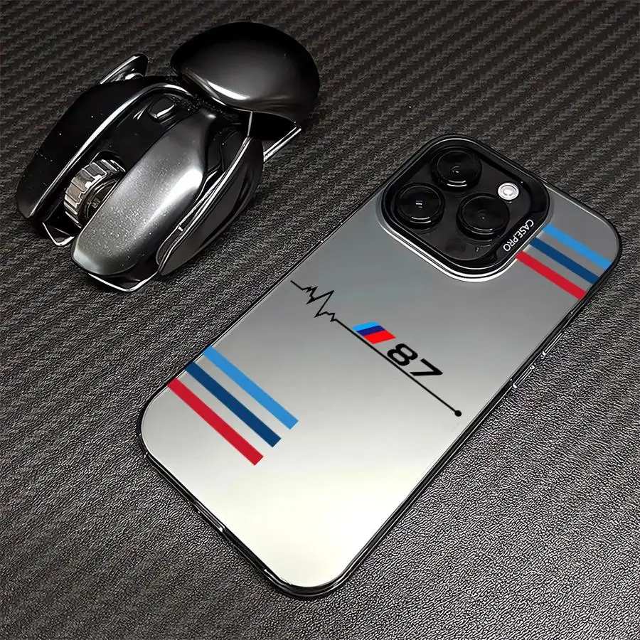 Phone Case for iPhone 16e 15 14 15 16 Pro Max Cover Red Blue Bar Logo Design