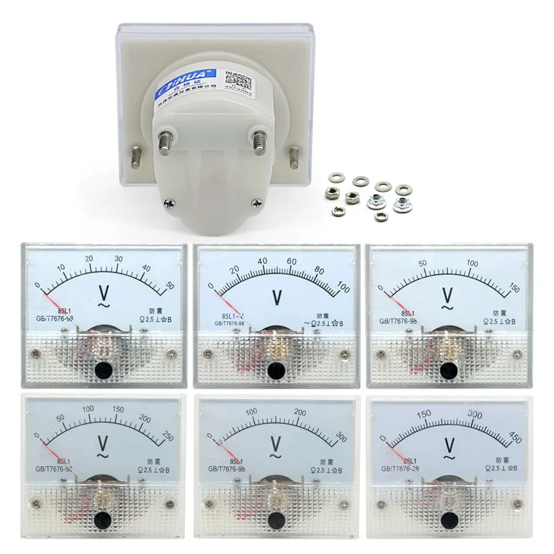 85L1 DC AC Voltmeter Pointer  5V 10V 15V 20V 25V 30V 50V 75V 100V 150V 200V 300V 450V 500V 600V Voltmeter Analog Voltage Panel