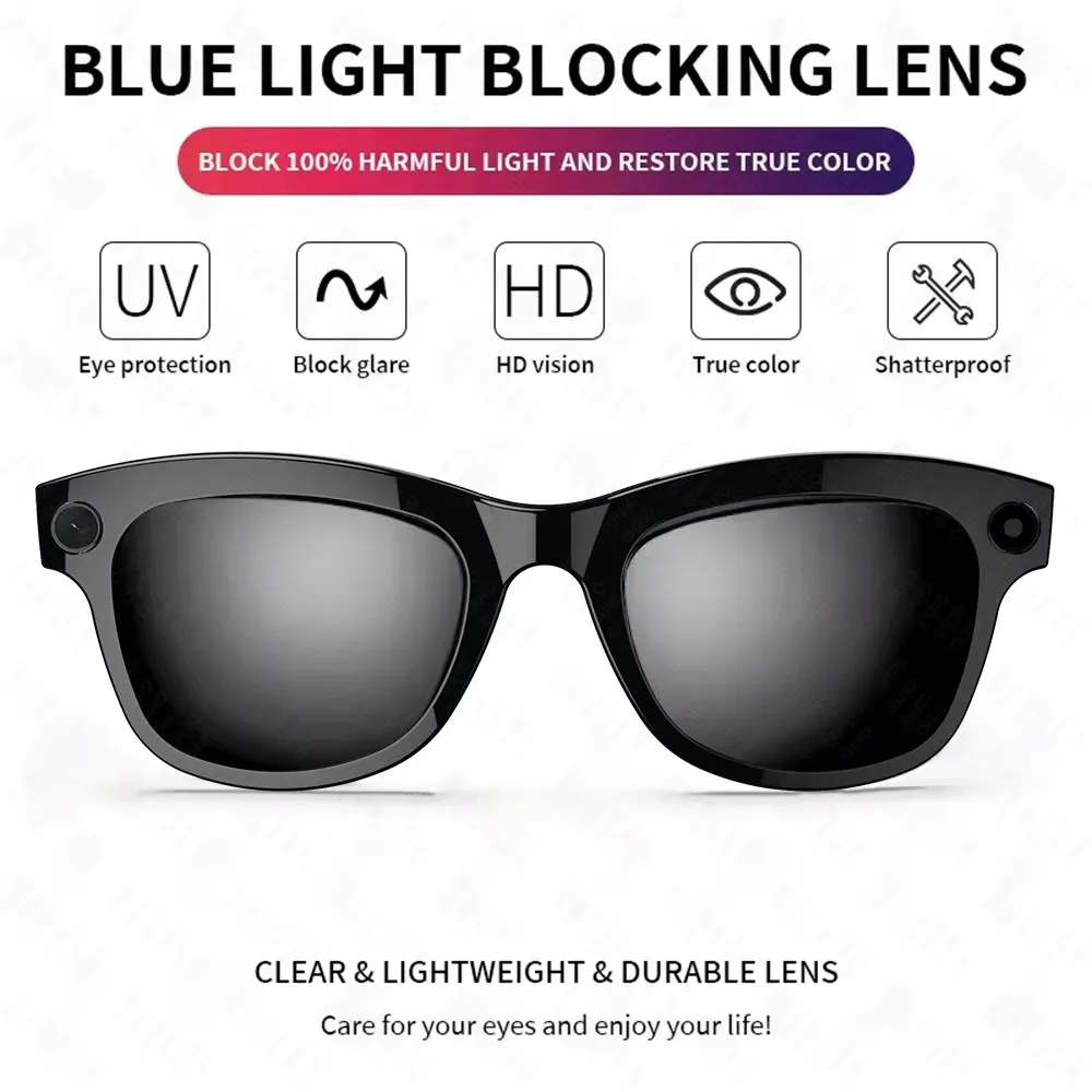 

Новые умные очки 2026 года с ИИ, HD-камерой 8 МП, функцией фото- и видеозаписи, двойным микрофоном, водонепроницаемые, с защитой от синего света