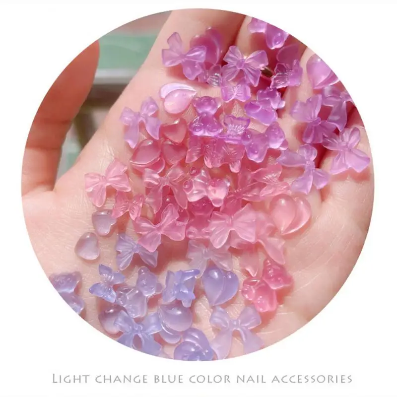 Absorbing Light Bear Versatile Unique Glow-in-the-dark Cute Color-changing Nail Gems Versatile Transpant Design Nail Art Charms