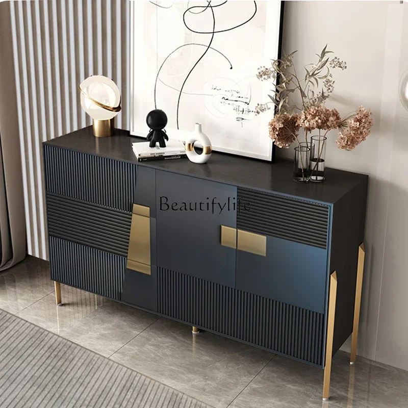 Light Luxury Minimalist Hallway High-End Wall Cabinet Modern Solid Wood Partition Storage Curio Cabinet