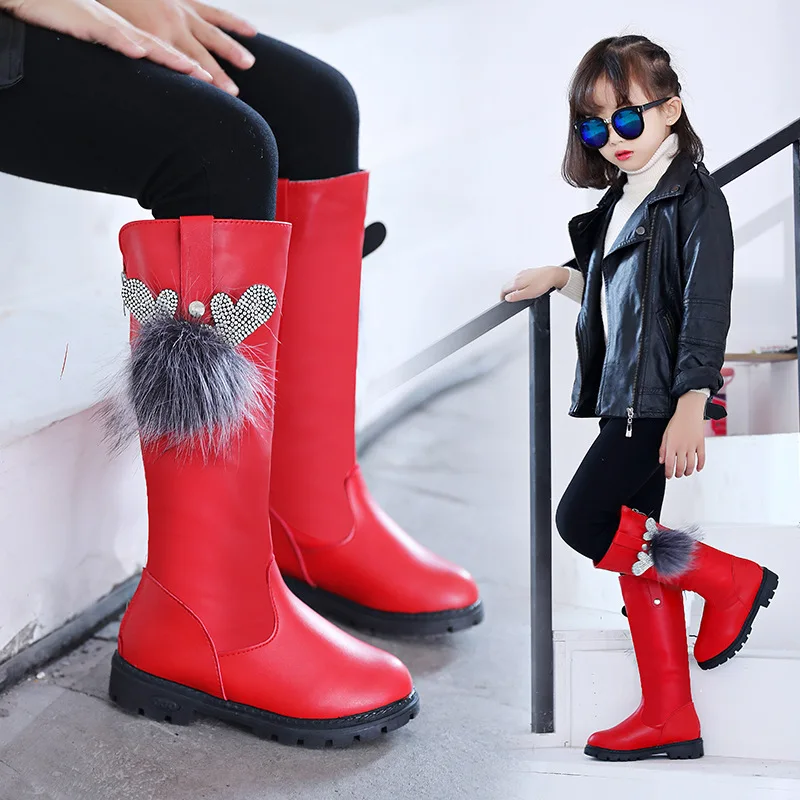 Zapatillas Niña Plush Girl Boot Autumn Winter Fashion Kid Boot Soft Soled Long Boot Cartoon Leather Boot  Princess Boot Ботинки