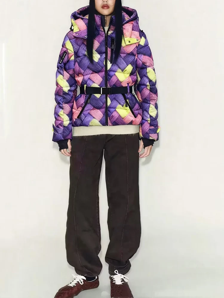 European and American style 2025 winter new women's clothing design slim fit versatile long-sleeved cotton ski jacket