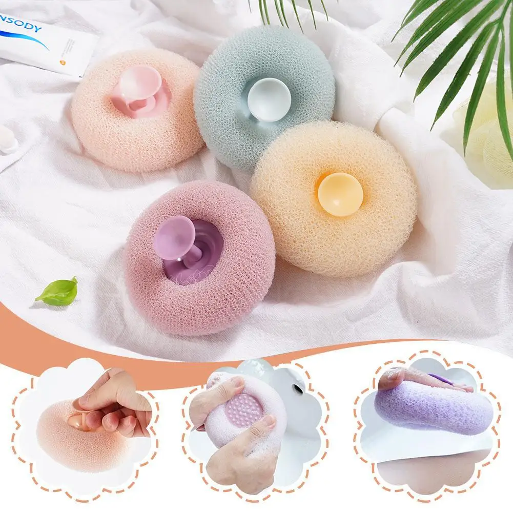 2 pezzi bagno di luffa naturale con sfera di aspirazione Scrub per il corpo palla da massaggio tazza SPA giapponese spugna per massaggio del corpo bagno