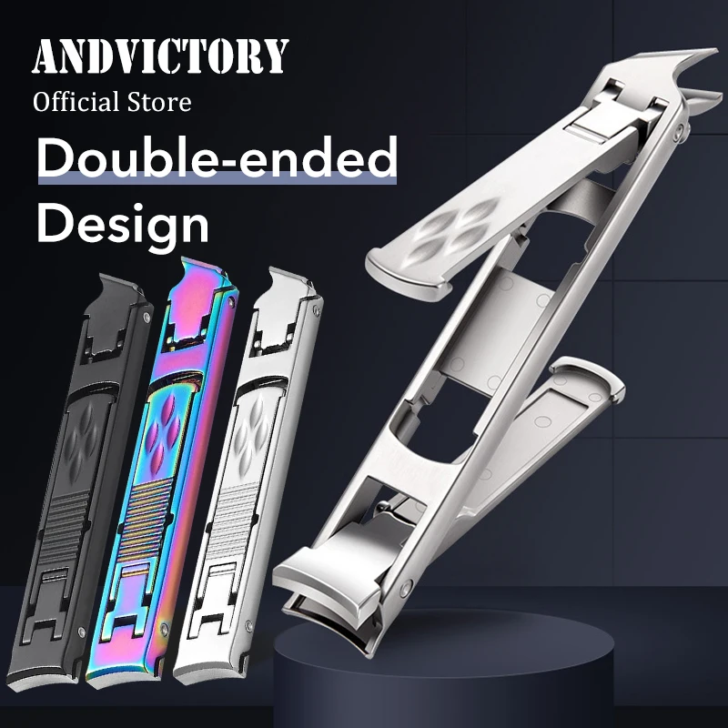 

1Pcs Double Head Curved Slanted Nail Clippers Trimmer For Thick Nails Ultra Slim Folding Safety Lock Wide Jaw Opening Cutter