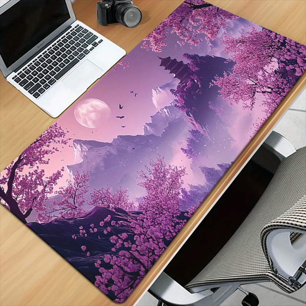 Sakura Moon Scape Anti-Slip Rubber Durable Mouse Pads Gaming Keyboard Desk Mats Suitable For Laptop and Computer Office Supplies