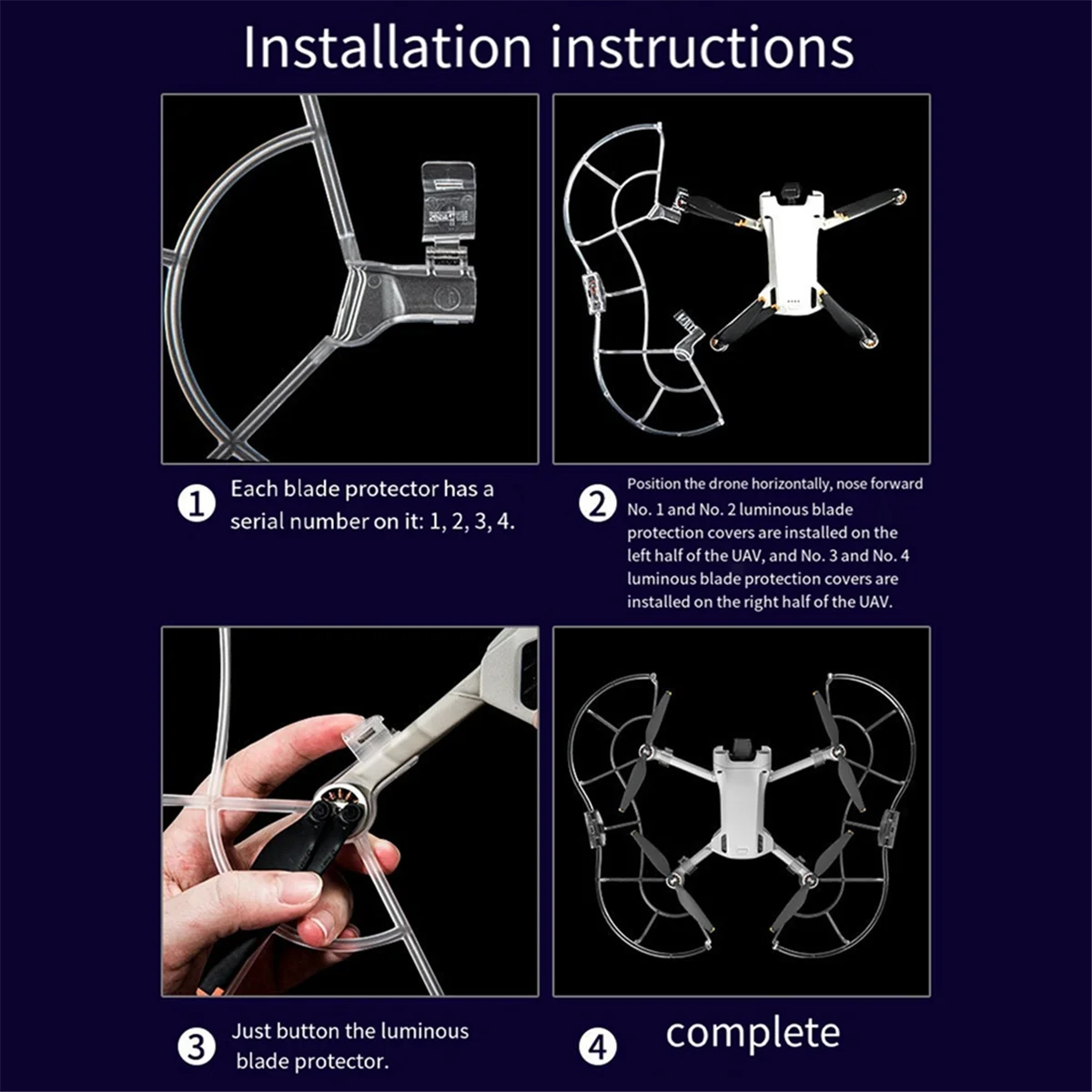 شفرة الحرس للطائرة بدون طيار Mini3/3Pro مضيئة مجداف حامي متعدد الوظائف مريحة الوفير الدائري التبعي