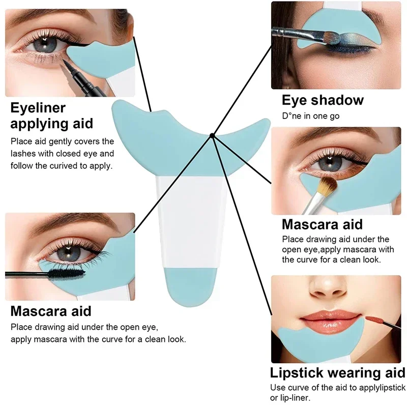 Plantillas de maquillaje de delineador de ojos de silicona, puntas de ala, dibujo de Marscara, lápiz labial, ayuda para usar, aplicador de máscara de crema facial, herramienta de maquillaje de belleza