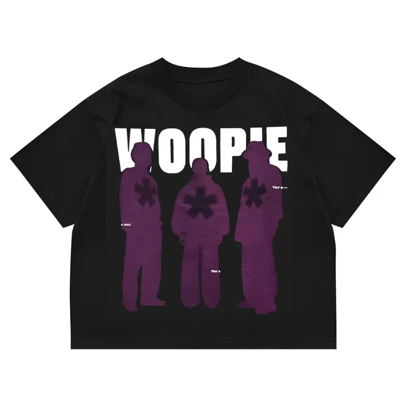 

Woopie Project Boxy T-Shirt Men's and Women's T-Shirt High Quality Super Large Size Unisex Cotton Casual Fashion Retro T-Shirt
