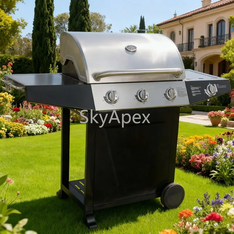 Fast Heating  Easy Clean Mobile Stainless Steel  BBQ Grill With Smoker Safe Durable For  Home Outdoor Villa Patio Steak Barbecue