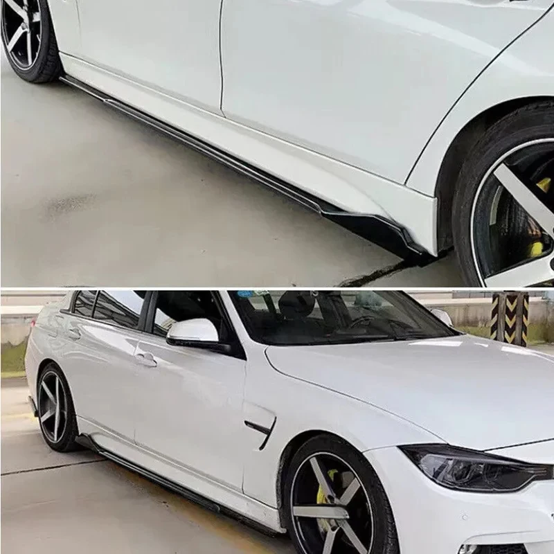 ABS Gloss Black Painted Side Skirts Rocker Panel Extension Lip 8Pcs Universal Car Sport Exterior Modification Accessories
