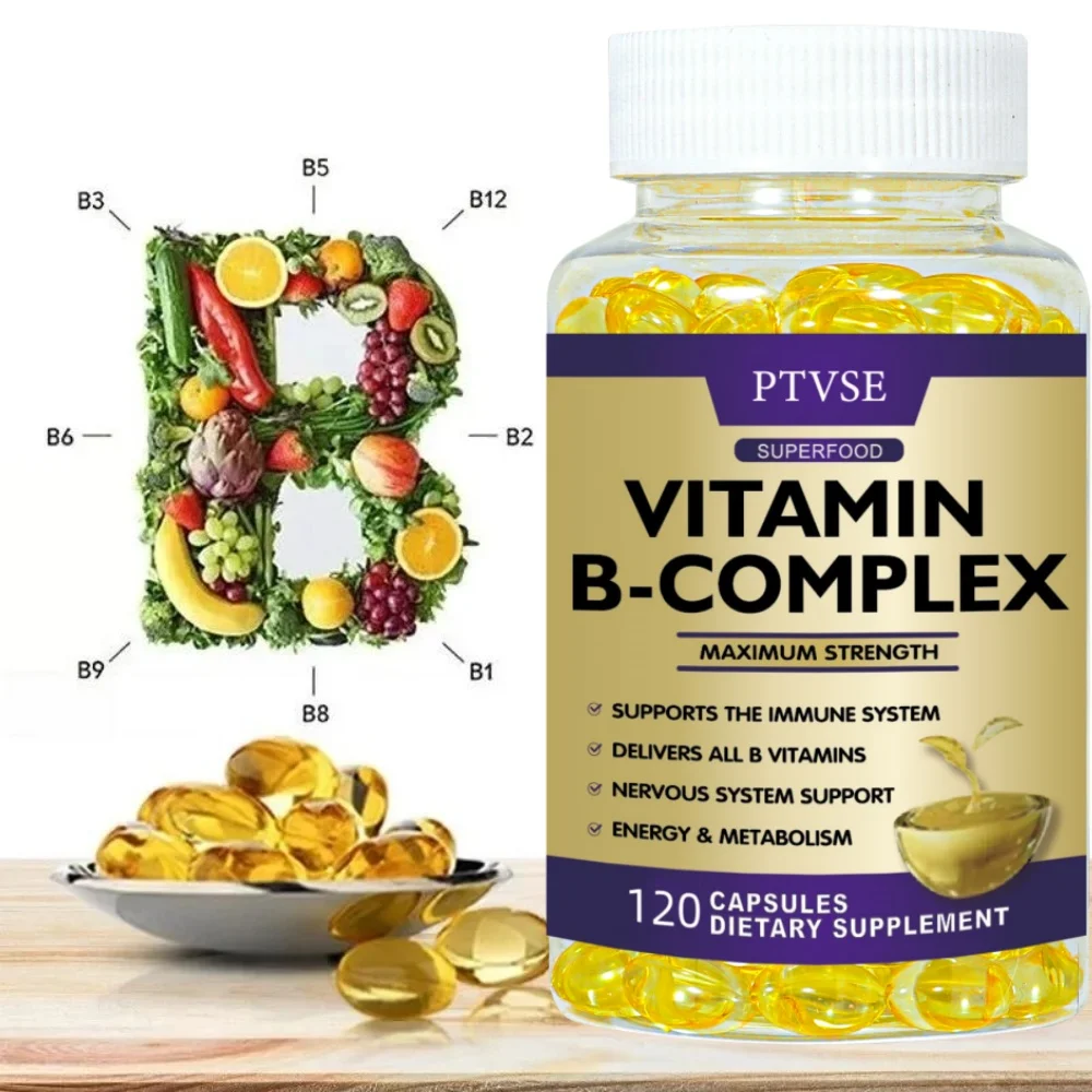 B-Complex Vitamins (B12 B1 B2 B3 B5 B6 B9 Folic Acid &Biotin) Capsule Liver, Immune System, Energy Support Nutrition Supplement