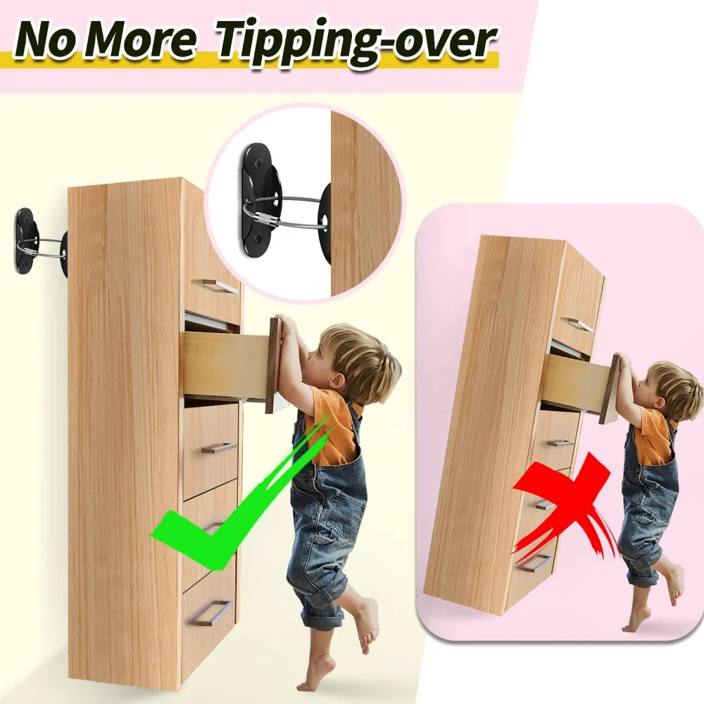Metal Furniture Anti-falling Fixator Furniture Anchor Anti Tip Cabinet Fixer Protection Wardrobes Shelf Adjustable