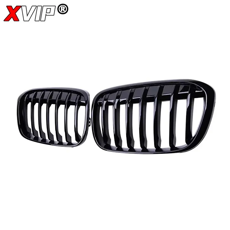 XVIP Chrome Silver Diamonds Style Front Bumper Kidney Grilles For BMW X1 F48 F49 2016-2019 Shiny Double Line Style Upper Grills