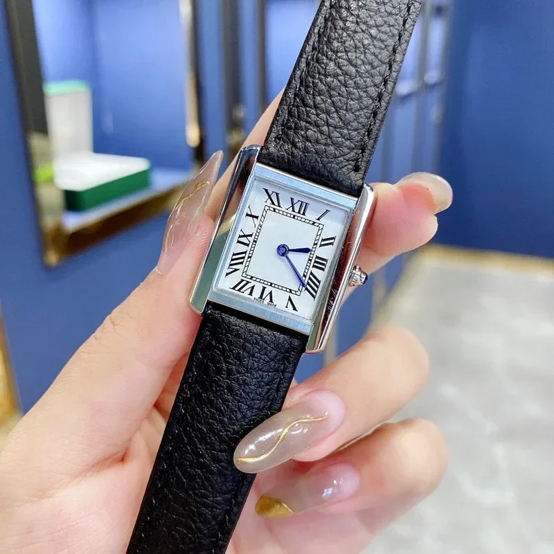 Sanda Männer Frauen Quarzuhr römische Ziffer quadratische Edelstahl Leder Armbanduhr lässige Liebhaber wasserdichte Damen uhr