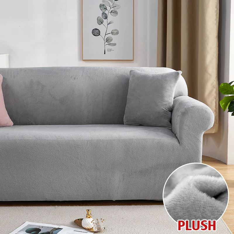 Plush Fabric Sofa Covers for Living Room 1/2/3/4 Seats Elastic Stretch Couch Cover L Shaped Sofa Slipcover Furniture Protector